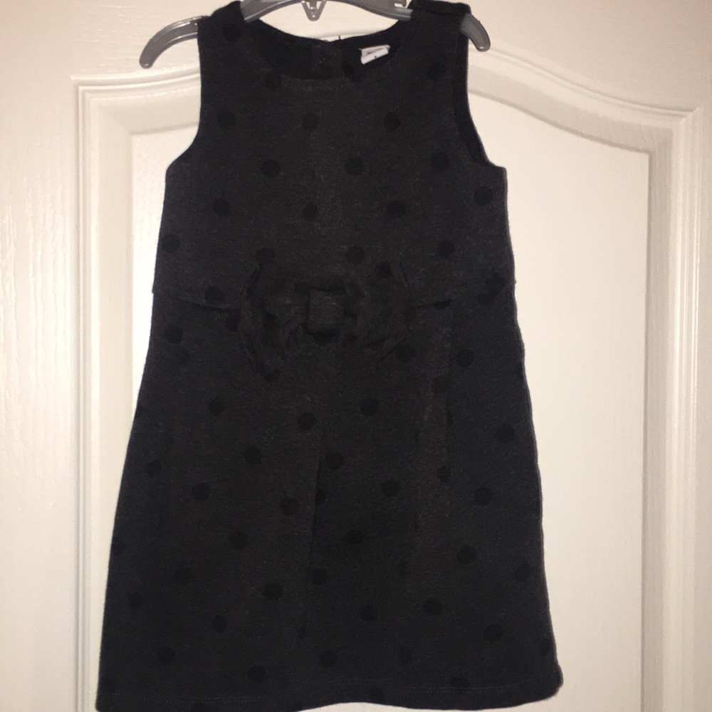 Janie and Jack charcoal and black polka dot dress